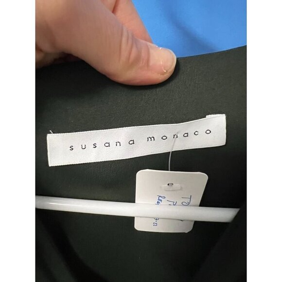 SUSANA MONACO Long Sleeve Ruched Top V-Neck Elastic Detail resort summer travel - Picture 6 of 10